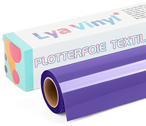 Lya Vinyl Plotterfolie Textil, 30,5 × 305cm Lila Flexfolie Plotter Textil für Cricut und Silhouette Cameo, Textilfolie Plotter für DIY Stoff und Shirt