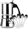 Fagor Etnica - Cafetera Italiana 10 Tazas + 6 Cucharas Moka, Acero Inoxidable, Todo Tipo de Cocinas, Inducción, Mango Ergonómicos de Nylon, Café