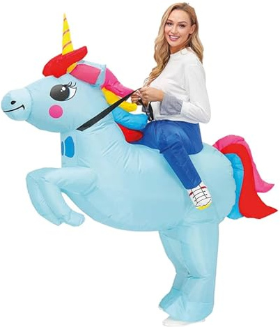 Blue Unicorn Inflatable Disguise | Unusual Costume Adult Size 160 to 190cm | Premium Quality | Made of very resistant Polyester - Pleasant to wear | Inflating System Included | OriginalCup®