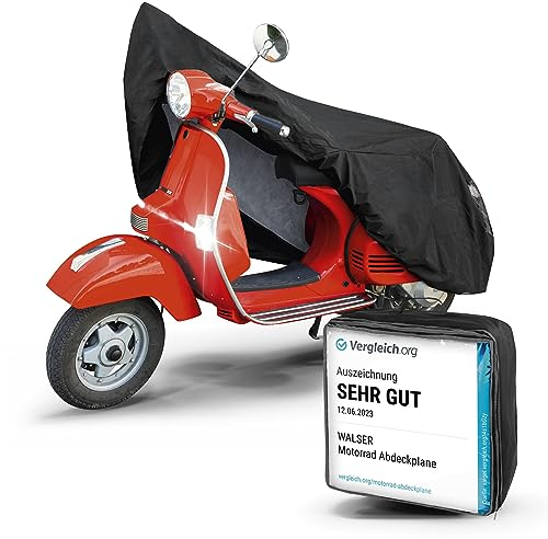 WALSER Motorbike cover waterproof S Rated Very Good* Cover Waterproof, Scooter Cover, Cover compatible with Vespa, Motorcycle Cover, Scooter Cover black 185x90x110 cm