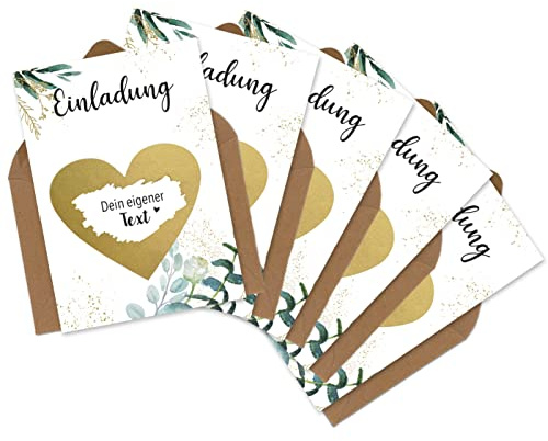 OWLBOOK 5 Rubbelkarten zum selber beschriften - Einladung - Rubbellos für eigenen Text Geschenke Geschenkideen als Einladungskarte zum Geburtstag