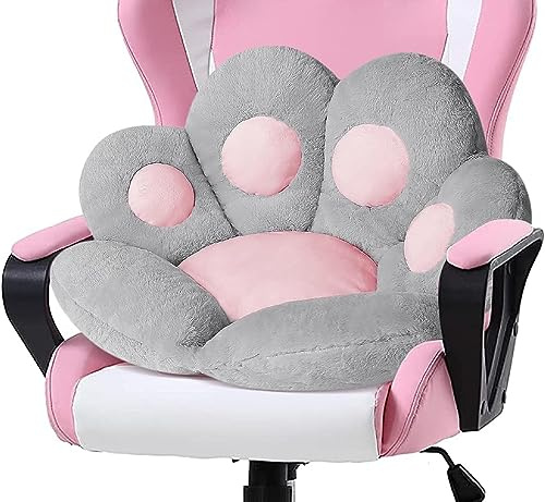 LANPEW Katzenpfoten Sitzkissen 70x70cm, Plüsch Bodenkissen für Bürostuhl Sofa Gaming Home Office, Kawaii Deko Kissen, grau