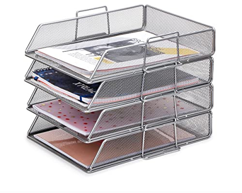 EXERZ Briefablagen 4tlg/ Papiersortierer/Schreibtisch multifunktionaler Organiser/Dateihalter für Büro, Schule, Studie, 2-In-1-Schublade