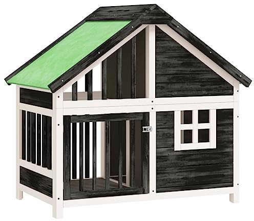 vidaXL Hundehütte Grau 96x60,5x87 cm Massivholz Kiefer