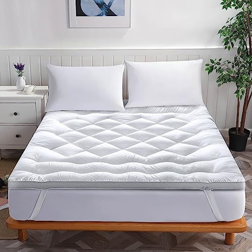 BedStory King Mattress Topper, Ultra Soft 6cm Thick, Down Alternative Fiber for Back Pain, Cooling, White, 150x200cm, SSTP46020