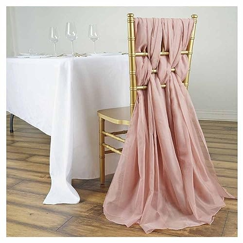 SHTGOI 5 Stück Tüll Stuhlschleifen 70 * 200cm Organza Stuhlschleife Stuhl Chiffon Stuhlschärpen Hochzeit Krawatte Stuhl Abdeckung Band Stuhl Deko für Hochzeit Jahrestag Partys Heimdeko Altrosa