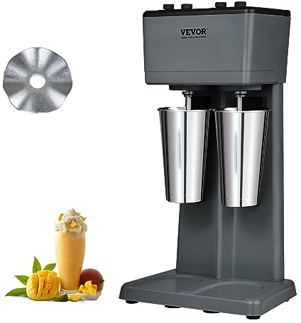 VEVOR Batidora Eléctrica para Batidos de 2 Cabezales Batidora 750 W 3 Velocidades 15000/18000/21000 rpm 2 Vasos de Acero Inoxidable 820 mL para Preparar Bebidas Leche Té Batido Hogar Bar