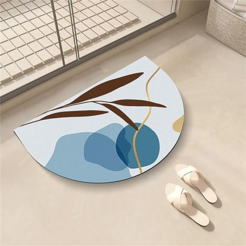 Badezimmerteppich, Badematte, Badematte Stein, Teppich Läufer, Stone Bath Mat, Badteppich Rutschfest Waschbar, Absorbierende Badematte, Duschmatte, Badvorleger, Duschvorleger, Carpet Blätter-120x180cm