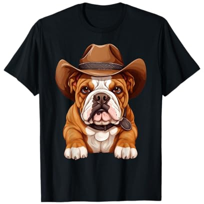 Englische Bulldogge im Cowboyhut Bulldoggenliebhaber T-Shirt