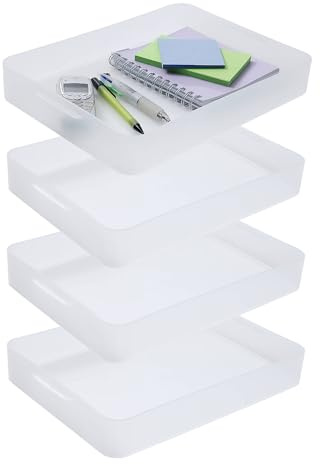 SUNDIS Pure Box, 4 Aufbewahrungsboxen aus Kunststoff, transparent, A4, ideal für kleine Gegenstände, Zubehör, Basteln und kleine Gegenstände