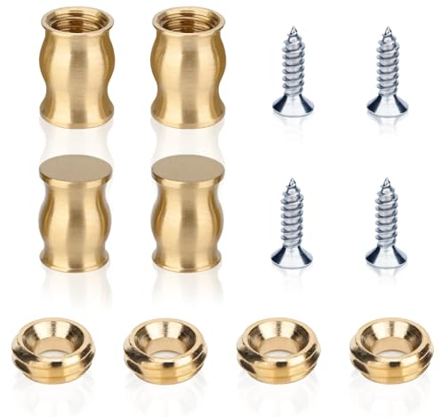 Brass Cutting Board Feet, Chopping Board Feet Set With Silicone Nonslip Pads, Stainless steel screws and Brass Washers - Suitable for Kitchen Utensils and All Kinds of Furniture(Bamboo shape 4PCS)