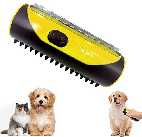 ROUYA 3-in-1 Unterfellbürste Hunde, Hundebürste & Katzenbürste Unterwollbürste Für Langhaar I Entfernt Unterwolle & Verfilzungen I Fellbürste Für Hunde, Katzen Hundebürste (Color : Yellow)