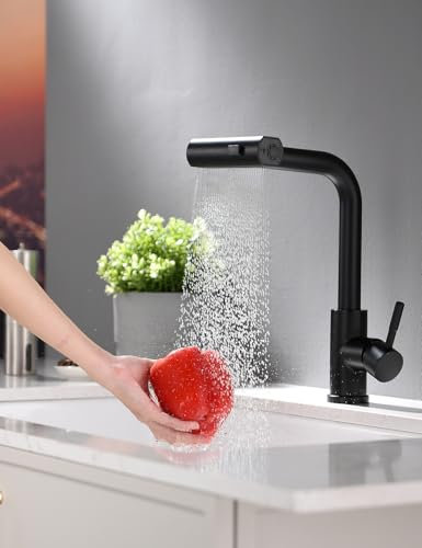 TIMACO schwarz küchenarmatur ausziehbar Wasserhahn Küche 360° Schwenkbar Mischbatterien für Küche Armatur Einhandmischer für Küchen Spüle Spültischarmatur