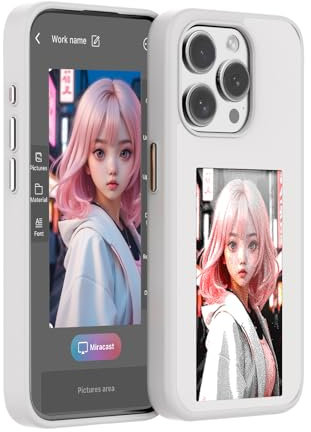 KSOPUERT Upgraded 4 Colors e Ink Screen Smart Phone Case fit for iPhone 13/iPhone 14,NFC Transmission Supports DIY Picture/Photos/Text Display on Phone Case(White)