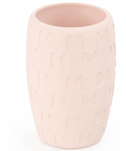 Bicchiere da Bagno Disney Minnie Mouse - Portaspazzolini/Portapenne in resina rosa - Decorazione bagno