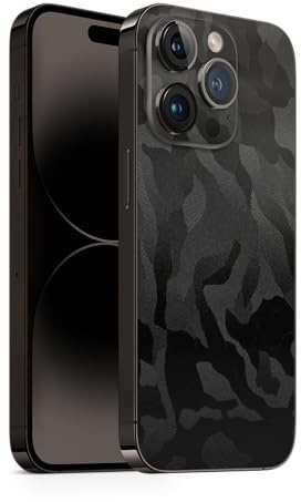 TF Skins Compatible avec iPhone 15 Pro, film de protection arrière super fin et résistant (Shadow Black)