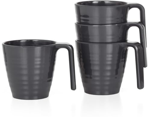 Lot de 4 tasses de camping en mélamine pour 4 personnes I Tasses Stone (convient pour rouge, bleu, gris, curry, vert)