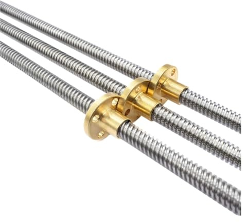 LYMFE Husillo de Bolas con Tuerca Tornillo de Avance T8 de 2 mm de diámetro, Paso de 8 mm, Longitud de 2 mm, 200 mm a 500 mm, husillo Trapezoidal con Tuercas de Cobre y latón(400mm)