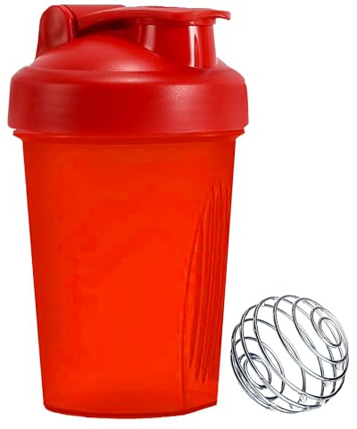 KANGSIT Shaker à protéines 400 ml avec boule métallique en acier inoxydable | Shaker de protéines et de compléments alimentaires sans BPA et sans DEHP avec couvercle à rabat, anti-fuite
