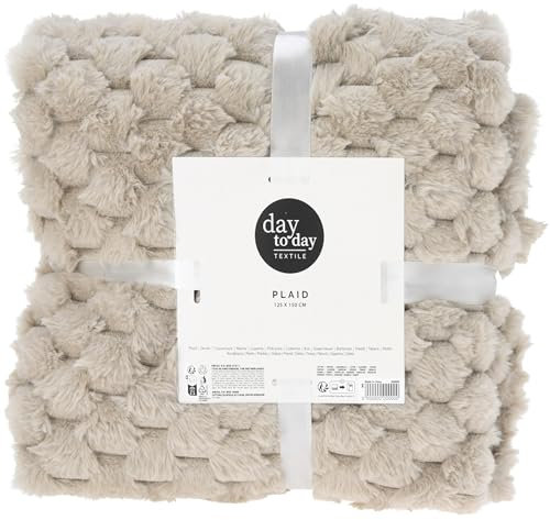 Kuschel-Decke Creme 150x125 cm – Flauschige Fleecedecke mit Wabenmuster zum Einkuscheln, warm und weich, perfekt zum Entspannen, hautfreundlich & besonders pflegeleicht - Couch & Garten