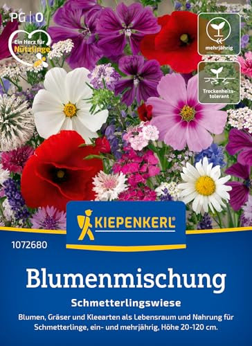 Kiepenkerl Blumensamen-Mischung Schmetterlingswiese 1072680 - Blumensamen für Blumen, Gräser und Kleearten mit einer Wuchshöhe von 20 bis 120 cm - Saatgut