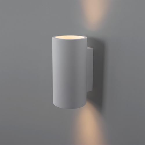 BARCELONA LED Aplique de Pared Escayola Blanco Bidireccional GU10 Trabis, Lámpara Pared Pequeña Moderna Nórdica Pintable Up Down, Iluminación Interior Salón Dormitorio Hotel