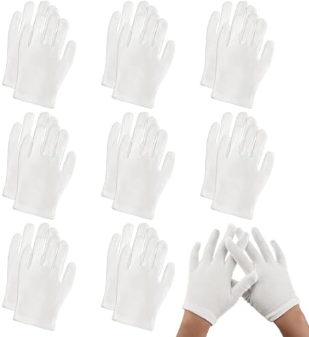 MEMOFYND 8 Pairs Of White Gloves, Simple Breathable Gloves, Children'S Gloves, Performance Party Props, Boys And Girls Etiquette Gloves, Party Costume Accessories