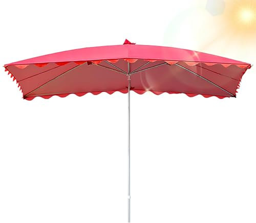 XUQQU Sombrilla De Jardín Grande, Sombrilla De Playa Rectangular, Sombrilla para Exteriores para Patio, Piscina, Patio, Terraza, Picnic(Red)