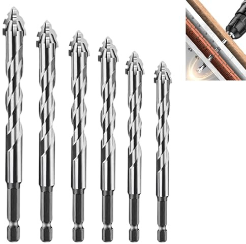 Fokroin Broca para pared de ladrillo,Broca de carburo de alta resistencia,Juego de brocas excéntricas de cuatro ranuras, adecuadas para mampostería y hormigón.