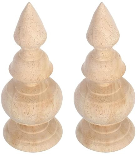 Tofficu 2Pcs Unfinished Wood Finials, 15cm Solid Wooden Newel Post Cap for Staircase, Decorative Round Ball Topper for Bed Posts, Flagpole and DIY Furniture Crafts