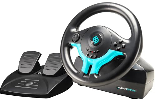 Subsonic - Superdrive SV250-S Racing Wheel for Switch 2 and Switch - Blue | Steering Wheel with Pedals and Paddles - Vibration - 3 Sensitivity Modes - Diameter 22 cm, Rotation 180°