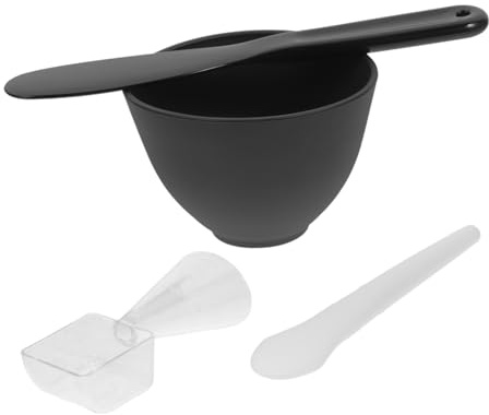 Beatifufu Bol Mezclador de Mascarilla Facial de Silicona Negra Kit DIY con Espátula y Cuchara Medidora Herramientas Prácticas para Cuidado Facial Casa y Salones de Belleza