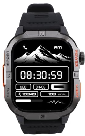Mumusuki Smartwatch, Fitness-Tracker mit 2,01-Zoll-HD-Display, IP68 Wasserdicht, 540-mAh-Akku, Anrufe, Schlafüberwachung, Frauen-Gesundheits-Tracking für Männer, Frauen, Sportbegeisterte (Black)