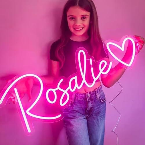 JIURUIFFC Neon Schild Personalisiert Led Leuchtschilder für Wanddekoration, Schlafzimmer, Hochzeit, Bar, Café, Party, Birthday Geschenk Namensschild