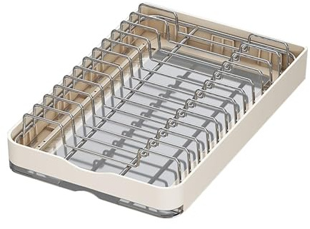 Organizador de armario deslizante, estante extraíble para platos con escurridor, almacenamiento de cajones, estante de despensa de cocina, baño, almacenamiento multiusos, organizador eficiente