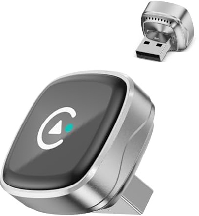 Mini Wireless CarPlay & Android Auto Adapter 2026, WLAN 6 Kabellos Car Play Adapter, Stabil & Flüssig, 3-5s Auto‑Verbindung, überhitzungsfrei, USB‑C/A, für iOS 10+ & Android 10+ (Silber)