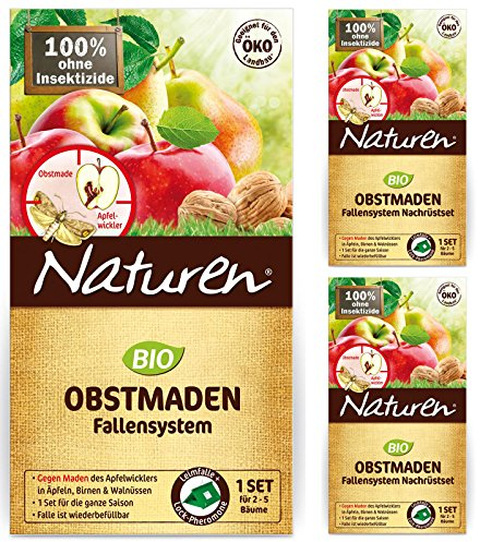 Naturen Obstmaden-Falle gegen Apfelwickler + 2 Nachfüller-Sets