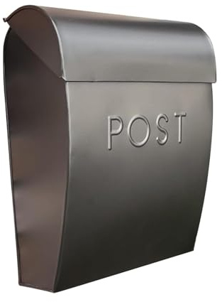 NACH Sylvia UH-1001BLK - Cassetta postale moderna da parete, per esterni, in acciaio zincato antiruggine, 38 x 30 x 13 x 13 cm, colore: nero