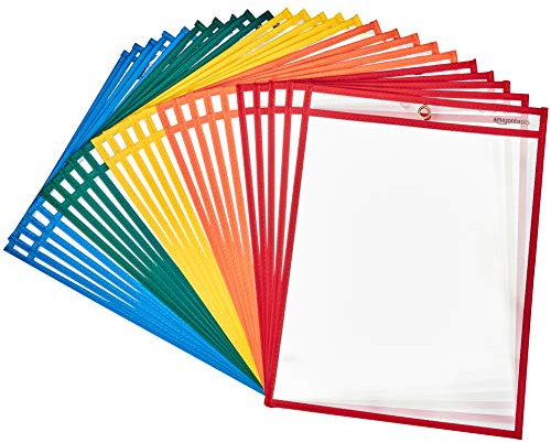 Amazon Basics Whiteboard-Auftragstaschen, robust, Metall Textil Polyester Kupfer Polyvinylchlorid (PVC) Stoff 25 Stück, Mehrfarbig, 21,6 x 28 cm