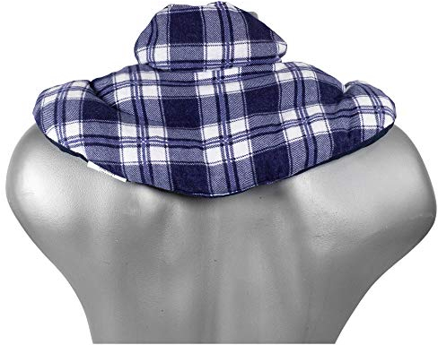 GIRAFFENLAND Nackenhörnchen mit Stehkragen, Dinkelkissen - Nackenkissen Wärmekissen - Körner-Dinkel-Kissen Nacken Schulter - Flanell karo-blau