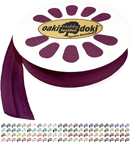 Sandras-Bastelladen 20m Schrägband/Einfassband Baumwolle Uni gefalzt Breite 20mm 791-Fuchsia