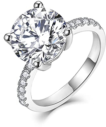 Starnny Bague Fiançailles Femme Solitaire Alliance Argent 925/1000 3A Zircone cubique Bague Blanc Cadeau pour Femme,57