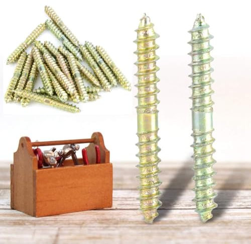 Uadme 20Pcs Double Ended Screw M5 x 40mm, Zinc Plated Hanger Bolts Double Headed Self-Tapping Thread Wood to Wood Dowel Screws, for Woodworking Furniture Connector