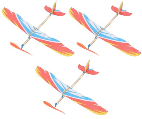 ibasenice Modello di aereo creativo fai da te, 3 pezzi, modello di aereo creativo, delicato design con uccelli, giocattolo educativo con elastico per bambini, ideale come pensierino per