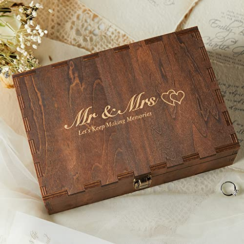 AW BRIDAL Hochzeits-Erinnerungsbox mit Deckel, Mr. & Mrs. Holz-Erinnerungsbox, Brautparty-Geschenke, Hochzeitstag, Verlobungsgeschenke für Paare