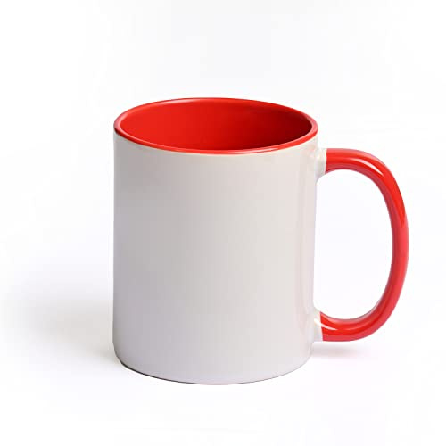 KARLAkreativ Basteltassen zum Bemalen und Gestalten, auch geeignet für Sublimation, Einzeln oder als Party-Set, hochwertige Keramik, inkl. Original KREUL Porzellanmalstifte (1x Tasse ROT + Stifte)