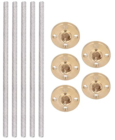 Ensemble Vis sans Fin Trapézoïdale écrou en Laiton Haute Résistance à la Traction Imprimante 3D sans Bavure T8x8 pour Machine à Sculpter