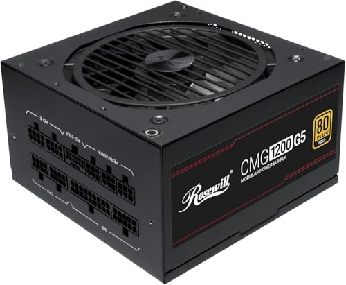 Rosewill CMG5 1200W, ATX 3.0 & 3.1 Compatible, 80+ Gold 1200W Full Modular Power Supply, PCIe 5.0 600W 12V-2x6 Connector, 100% Japanese Capacitors, 120mm FDB Fans - CMG1200G5