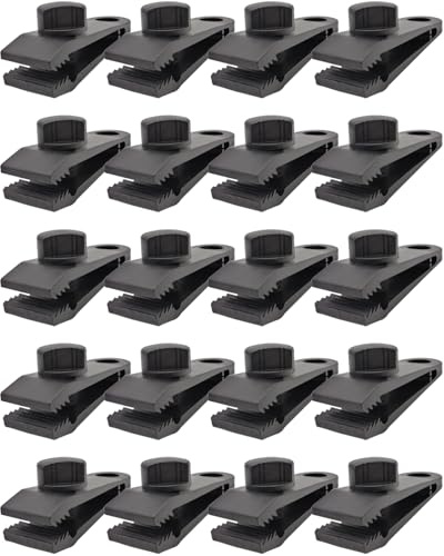 ABINLIN 20 Pcs Tarp Clips Heavy Duty Lock Grip - Tarpaulin Clips and Clamps for Tents, Shade Cloth Plastic Clips (Black)