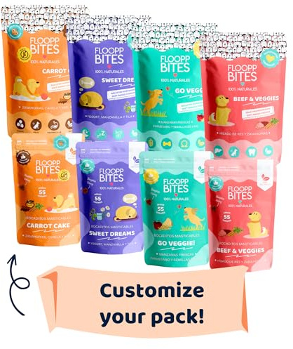 Floopp Bites Galletas Naturales para Perros Snack Alto en Proteína, Saludable y Ligero Premios Digestivos Total 300g